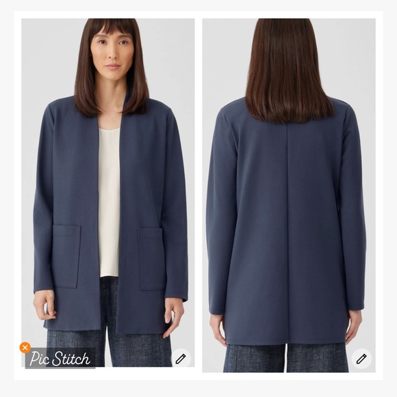 Eileen Fisher Flex Ponte High Collar Jacket in Ocean - Picture 1 of 11